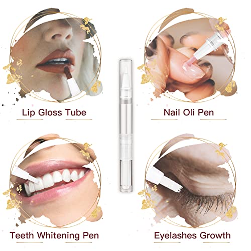 100 Pieces 3 ml Empty Cuticle Oil Pen, Empty Nail Oil Pen, Transparent Twist Pens with Brush Tip, Cosmetic Lip Gloss Containers Eyelash Growth Liquid Tube, with 5 Stickers