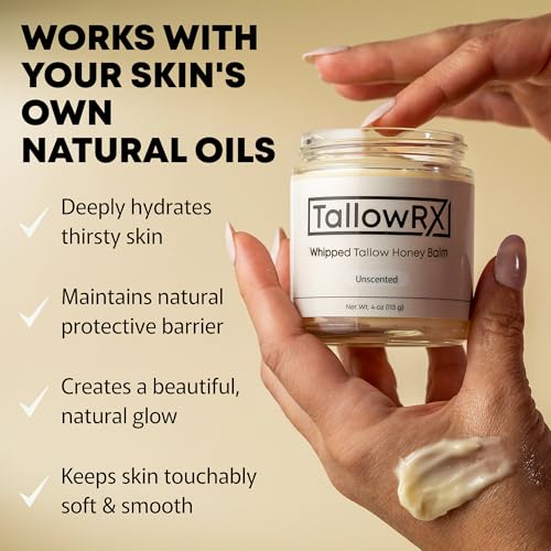 100% Grass-Fed Beef Tallow for Skin ? Whipped Tallow Honey Balm, Pure & Organic Moisturizer for Face & Body with Manuka Honey, Jojoba & Calendula ? Deep Hydration & Soothing (4 oz, Vanilla Scented)