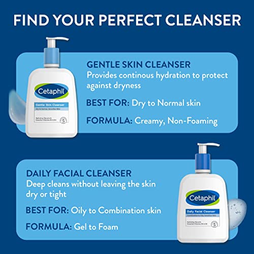 Face Wash by Cetaphil, Daily Facial Cleanser for Combination to Oily Sensitive Skin, 16 Ounce Pack of 2, Gentle Foaming Deep Clean Without Stripping