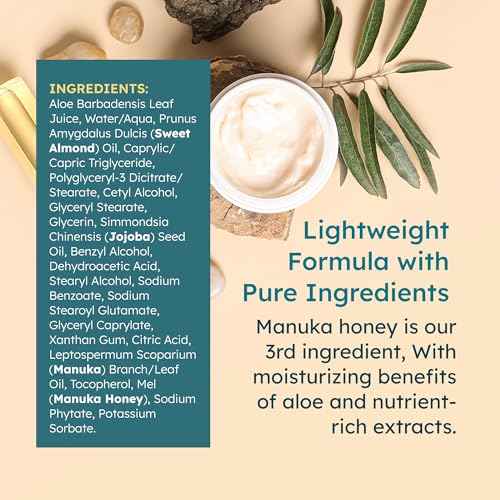 MELORA Manuka Honey Body Lotion (7oz), Moisturizing Lotion with Soothing Manuka Honey & Oil for Dry, Very Dry, Sensitive, or Aging Skin ? Cream Moisturizer for Women & Men