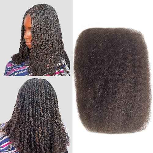 Afro Kinkys Bulk Human Hair For Braiding Afro Kinky-Curly Human Hair Bulk For Mini Twist Hair 20Inchs 50g/pack Bulk Human Braiding Hair For Micro Locs Extensions (4#, 20Inchs,50g/pack)