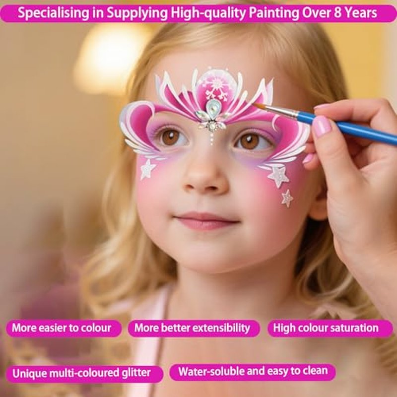 39 Color Face Painting Kit with Fluorescent Paint & Brushes