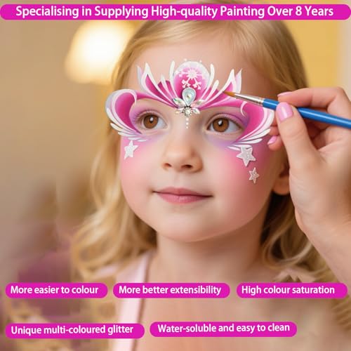 39 Color Face Painting Kit with Fluorescent Paint & Brushes