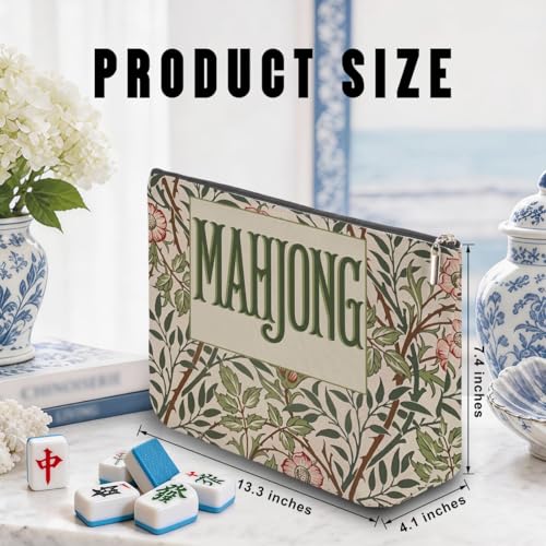 Mahjong Tile Bag - Retro Floral Canvas Case for American Sets