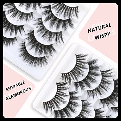 False Eyelashes Fluffy Wispy Big Eyelashes 3D Faux Mink Lashes Thick Volume Long Soft Dramatic Strip Eye Lashes 5 Pairs