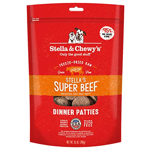 Stella & Chewy's Freeze Dried Raw Dinner Patties – Grain Free Dog Food, Protein Rich Stella’s Super Beef Recipe – 25 oz Bag