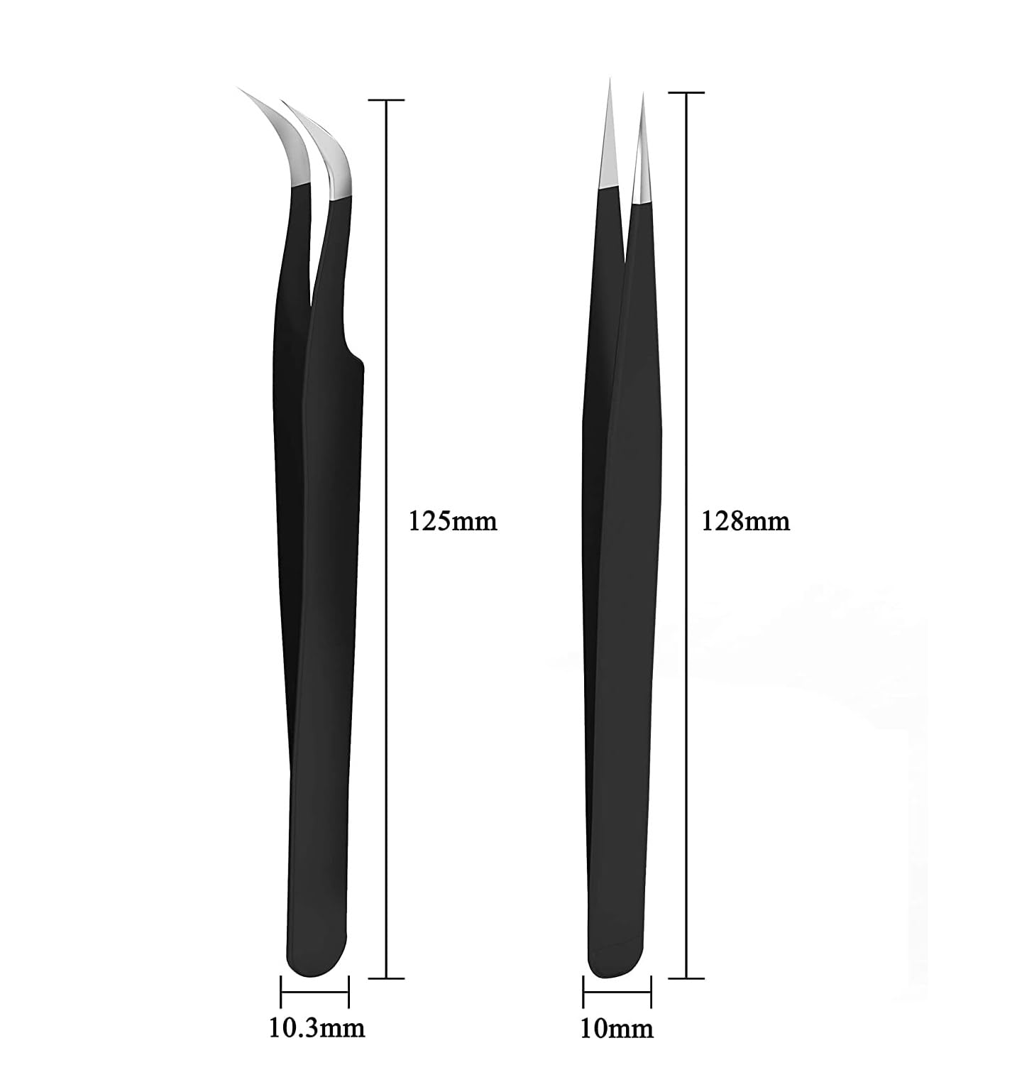 Eyelash Extension Tweezers Stainless Steel Straight Tip Eyelash Tweezers for Eyelash Extension Applications Tools(Black)