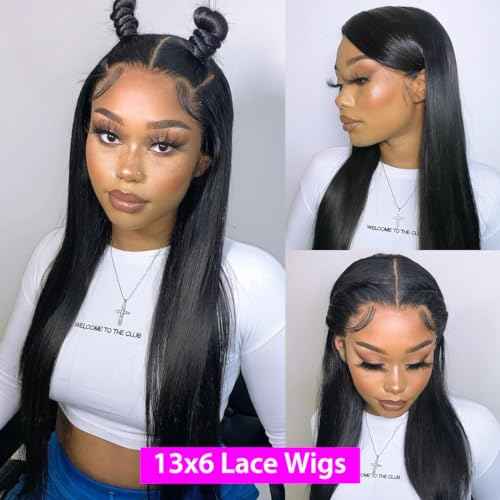32 Inch Lace Front Wigs Human Hair 180 Density Straight Frontal Wigs HD Transparent 13x6 Lace Front Wigs Human Hair Glueless Wigs for Women