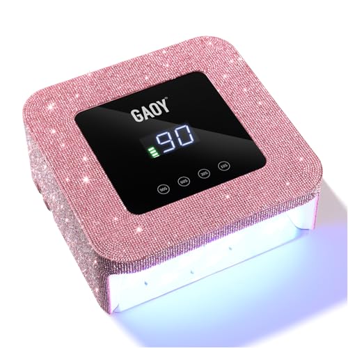 GAOY Cordless UV LED Nail Lamp for Gel Nails, Rechargeable UV Light, Professional Nail Dryer with 4 Timers, Automatic Sensor and Sensitive Mode for Fast Curing, Pink Diamond