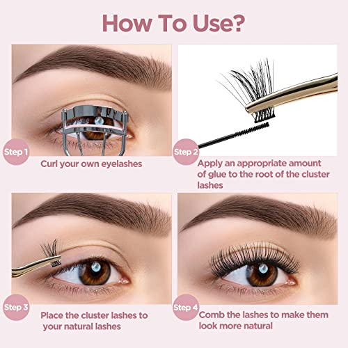 QUEWEL Lash Clusters 72Pc Mixed 8-16mm DIY Eyelash Extensions