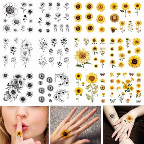 Sunflower Temporary Tattoos - 98 Designs for Women & Kids