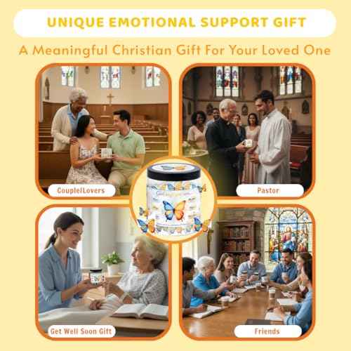 Positive Butterfly Jar ? Christmas Gift 60 Christian Affirmation Cards, Jesus Scripture Bible Verse Jar, God Says You Are, Faith-Based Religious Spiritual Christian Butterfly Gift for Women, Teens