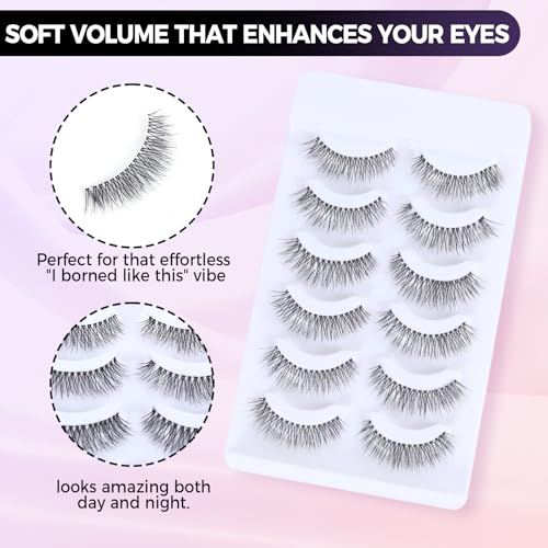 Naked Strip Lashes Multipack,Looks So Natural,Long-Lasting False Eyelashes with Invisiband for Seamless Blend,Easy to Apply,Reusable Strip Lashes,Glue On,6 Pairs,Eyelash glue,1-Pack