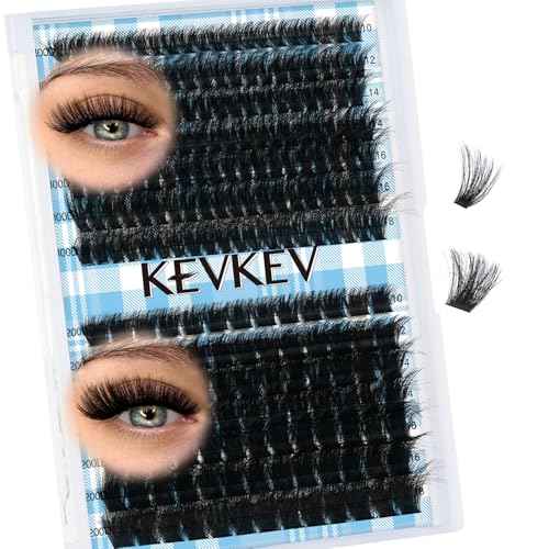 Lash Clusters 100D+200D 3D Volume Eyelash Clusters 10-18mm Thick Individual Lashes 231pcs D Curly Cluster Eyelash Extensions Soft DIY Lash Extension At Home(0.05D,100D+200D)