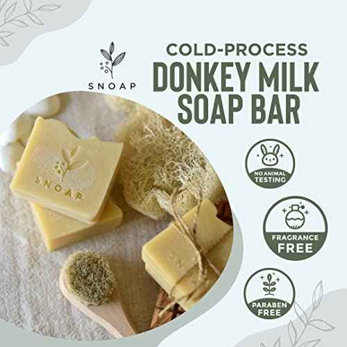 Unscented Donkey Milk Soap Bar ? Fragrance-Free, Handmade Natural Soap for Sensitive Skin, 5oz (Pack of 3)