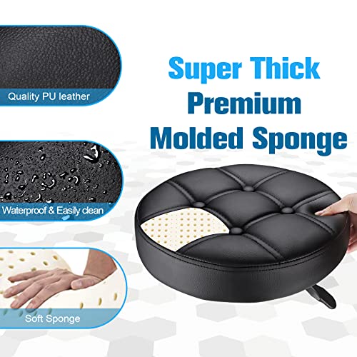 Height Adjustable Rolling Stool with Wheels - PU Leather