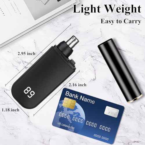 Portable Nose and Ear Trimmer Clipper for Men Women,2025 Professional LED Dsiplay Nose Hair Trimmer with Powerful Motor and Dual-Edge Blades for Smoother Cutting Mini Travel Size (Black)