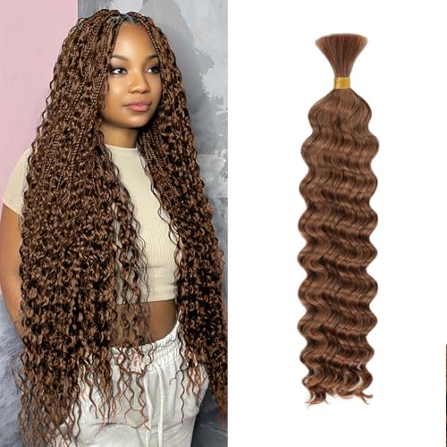 10" Deep Wave Brazilian Virgin Braiding Hair - 50g Auburn