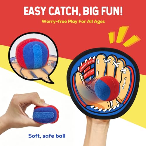 Sticky Toss and Catch Ball Game Set - 4 Paddles & Balls