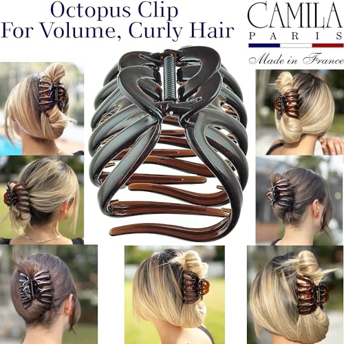 Camila Paris AD718 Octopus French Hair Clips for Women Thick Hair, Large Hair Clips for Thick Hair for Curly Wavy Long Hair, Strong No-Slip Grip Hair Claw Clip Big Hair Clips for Women. Made in France