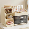 Aveniee Cream White Makeup Organizer with Drawers & Compartments, Vanity Storage for Cosmetics & Skincare