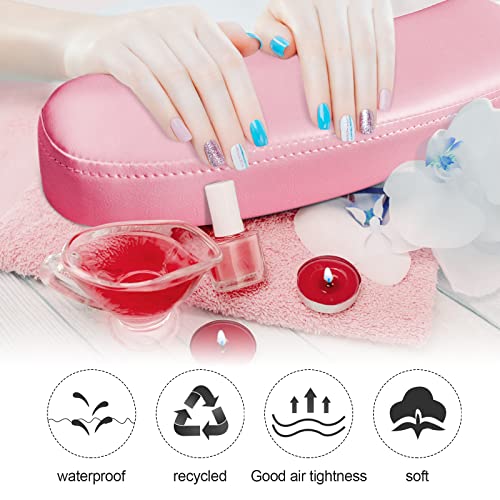 TOROKOM Nail Arm Rest for Acrylic Nails Hand Rest Pillow Cushion for Nails Microfiber Leather Nail Armrest Stand Holder Table Desk Station Manicure for Acrylic Nails Tech Use, Pink