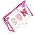 Pink Sunscreen Bag Clear Makeup Toiletry Pouch for Beach & Travel - Waterproof Cosmetic Organizer