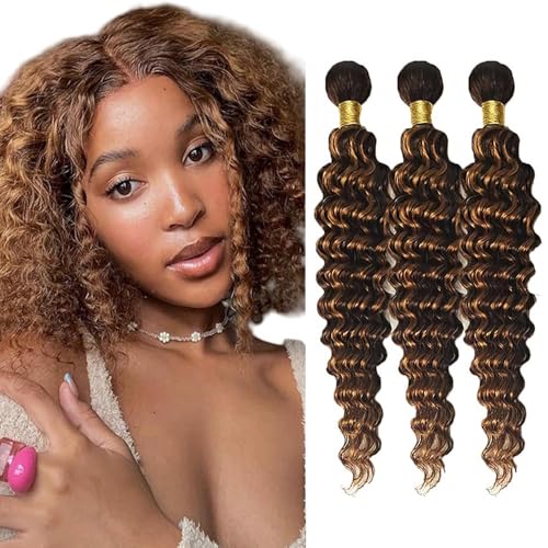 300g P4/30 Deep Wave Brazilian Human Hair Bundles – 12/14/16 Inch