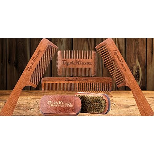 4Klawz Beard Comb - Pocket Comb for Men's Hair Beard Mustache and Sideburns with 4 Sides of Wide & Fine Teeth - Best Bearded Man Grooming Gift Special