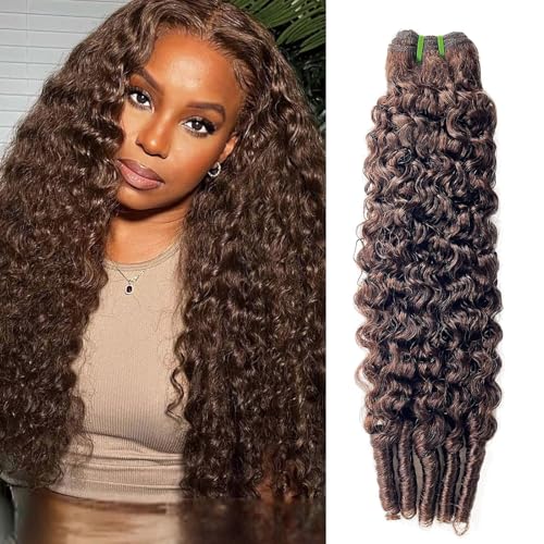 Chocolate Brown Burmese Curly Human Hair Bundle 22 Inch