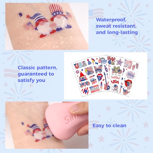 116 Pc Patriotic Temporary Tattoos | 4th of July Face Tattoos
