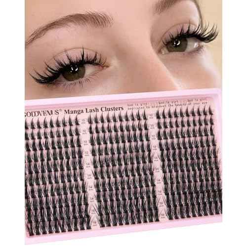 Manga Lash Clusters Natural Wispy 300 Pcs Fairy Eyelash Clusters 10-16mm Fluffy Cluster Eyelash Extensions Anime Cosplay No Plastic Feel Individual Lash Extension CC Curve
