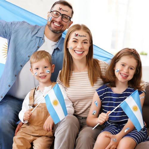 Argentina Flag Temporary Tattoos - 16 Sheets for Football Events