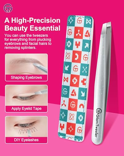 GlamTweeler Slant Tip Tweezers with Leather Case
