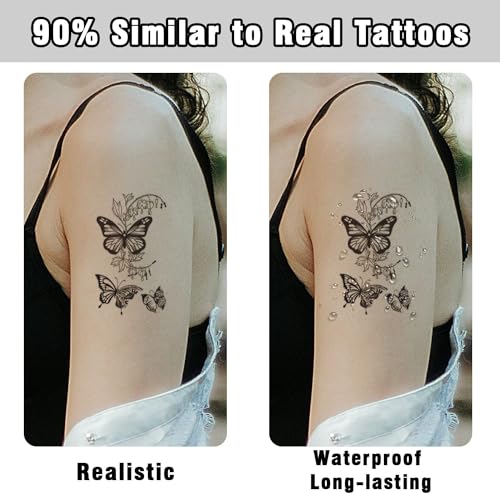 Cerlaza 100 Sheets Temporary Tattoos - 420 Designs, Realistic & Long-Lasting