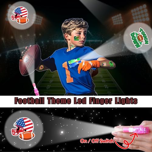 72 PCS Football Party Favors ? 48 PCS Luminous Tattoos & 24 PCS LED Finger Lights Combo ? Birthday Goodie Bag Fillers, Party Supplies, Gifts Light Up Toys Glow In The Dark for Boys and Girls