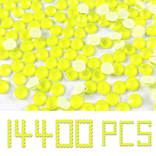 Bulk Wholesale 14400 Pcs Crystal Hotfix Rhinestones,FlatBack Glass Hot Fix Diamond for DIY Clothes Shoes Crafts Supplies (Yellow, SS6)