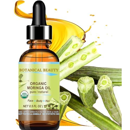 Botanical Beauty? Organic Moringa Oil 100% Pure Natural Undiluted 0.5 Fl.oz.- 15 ml. for Face Skin, Hair, Lips, Body, Nails Rich in Vitamin C, Vitamin E