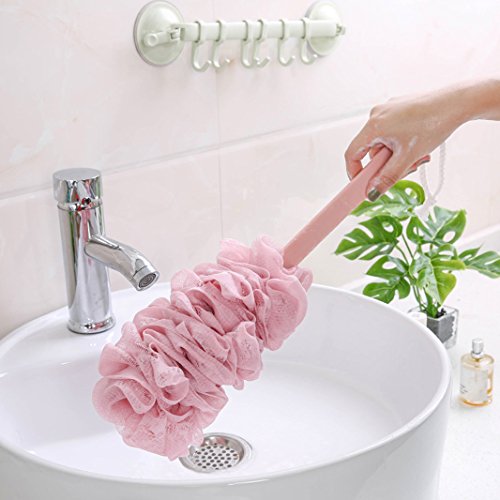Back Brush Long Handle for Shower Sponges for Women,Back Shower Scrubber Loofah On A Stick Lufa with Long Handle