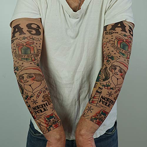 Prank-O Fake Temporary Tattoo Sleeves Pair - Holiday Arm Accessories