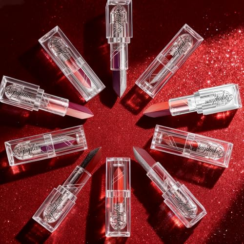 Depuplum Dual-Tone Lipstick: Red Matte & Black Glitter