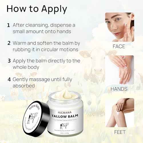 Beef Tallow for Skin 4 OZ, Natural Unscented Tallow and Honey Balm, Grass Fed Beef Tallow for Face and All Skin Types