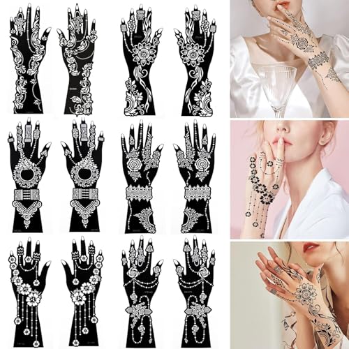 Henna Tattoo Stencil Kit - 12 Large Sheets