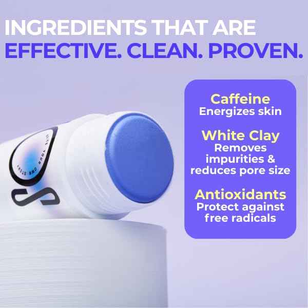 WYOS Pore-Refining Clay Face Mask Stick – White Clay Formula Deep Cleans, Removes Oil, Minimizes Pores – Hands-Free, Mess-Free, Quick Drying, Travel-Friendly Grooming Essential