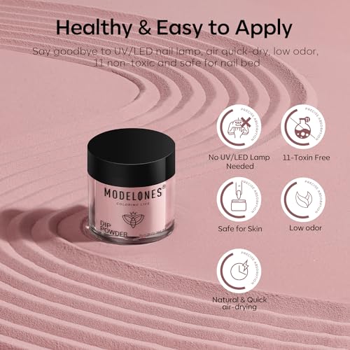 Modelones Dip Powder Nail Kit Starter, 20 Colors Pink Red Brown Dipping Powder Liquid Set Base&Top Activator for French Nail Art Salon DIY Kit