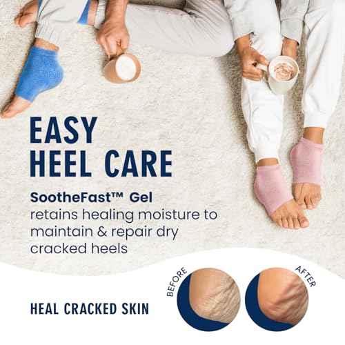 Dr. Frederick's Original Moisturizing Fuzzy Heel Socks - 2 Pairs - Cozy Gel-Lined Sleep Socks for Women & Men - Soothes Dry, Cracked Feet - Heel Repair - Blue Haven