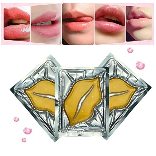 Jakuva 29PCS Collagen Lip Mask, Gel Moisturizing Mouth Patches For Anti Wrinkle,Anti Chapped and Moisturizing, Sleeping Mask, Gold