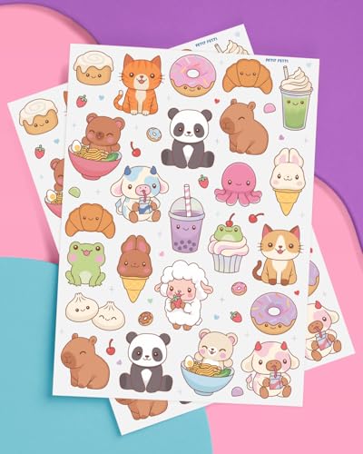 Kawaii Food Animals Temporary Tattoos - 2 Sheets