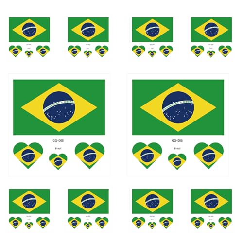 10Pcs World Cup Flag Face Tattoos - Waterproof Temporary Stickers