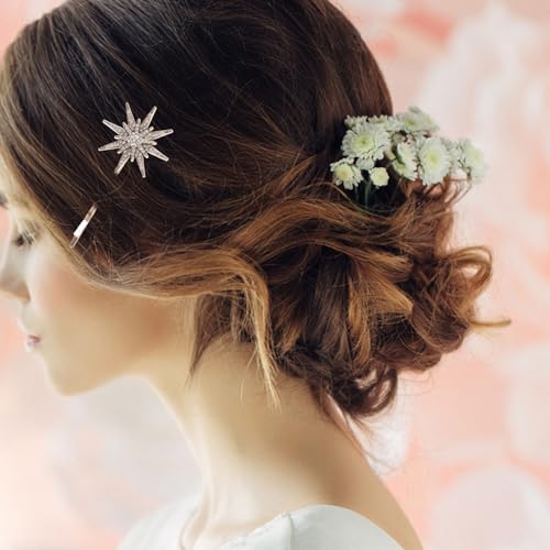 Beaupretty Rhinestone Star Hair Clips Retro Moon Hair Clips Snowflake Bobby Pin Hair Accessories for Women Girls Golden